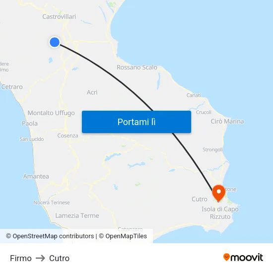 Firmo to Cutro map
