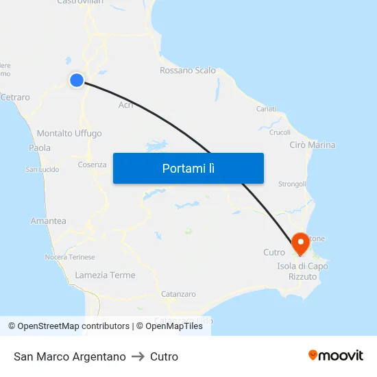San Marco Argentano to Cutro map