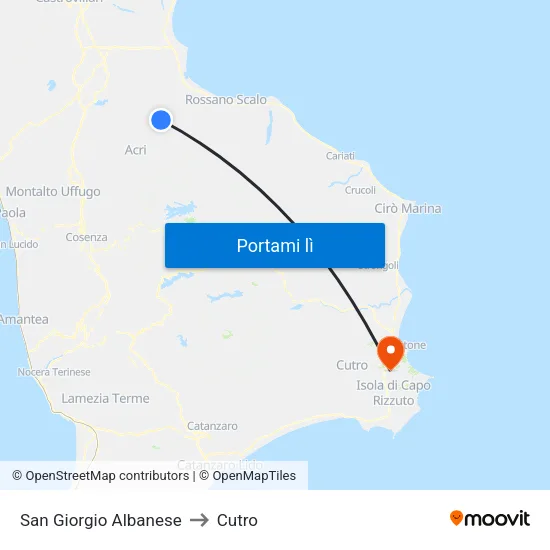 San Giorgio Albanese to Cutro map