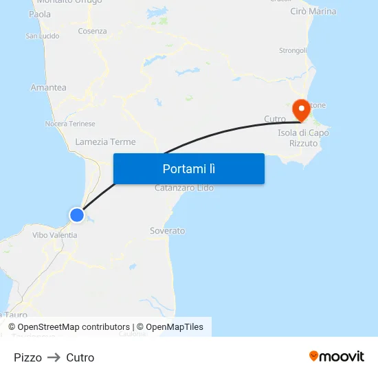 Pizzo to Cutro map