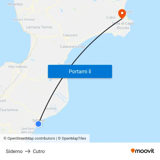 Siderno to Cutro map