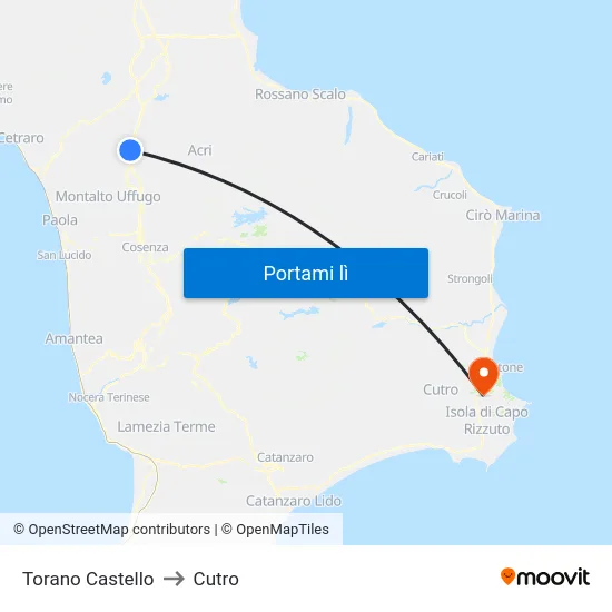 Torano Castello to Cutro map