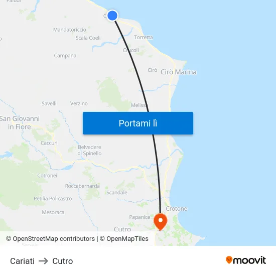 Cariati to Cutro map