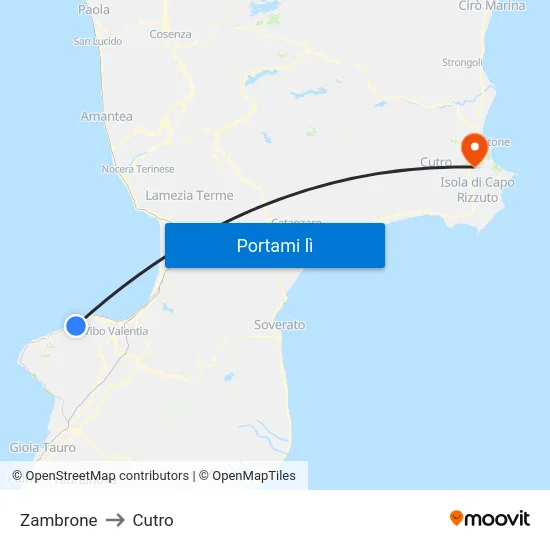 Zambrone to Cutro map