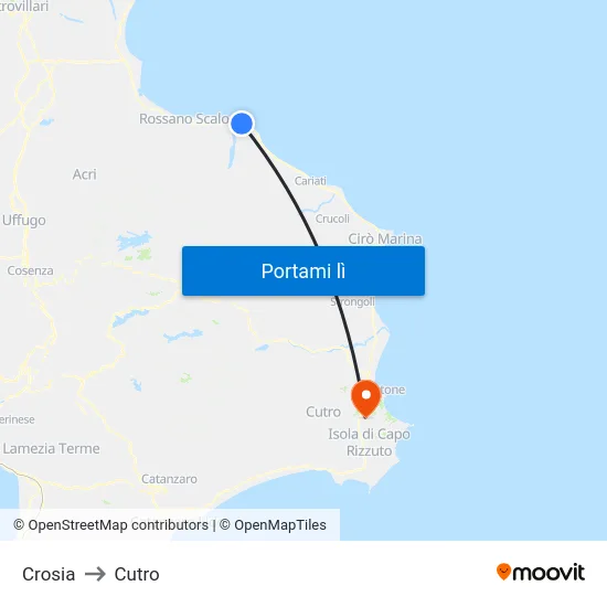 Crosia to Cutro map