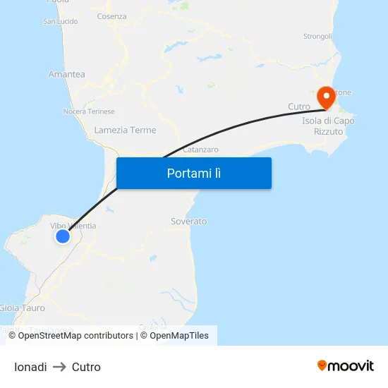 Ionadi to Cutro map