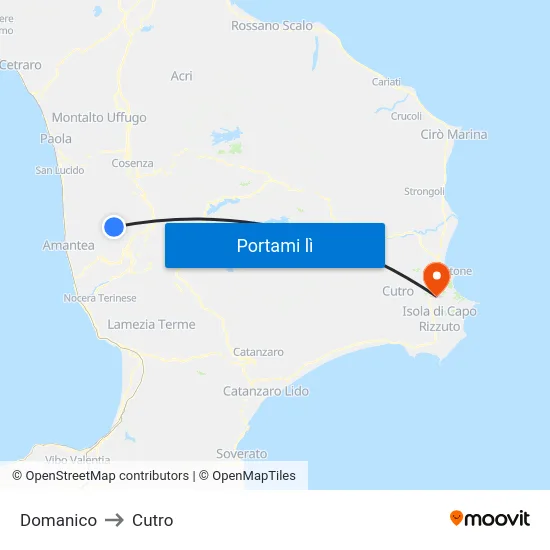 Domanico to Cutro map