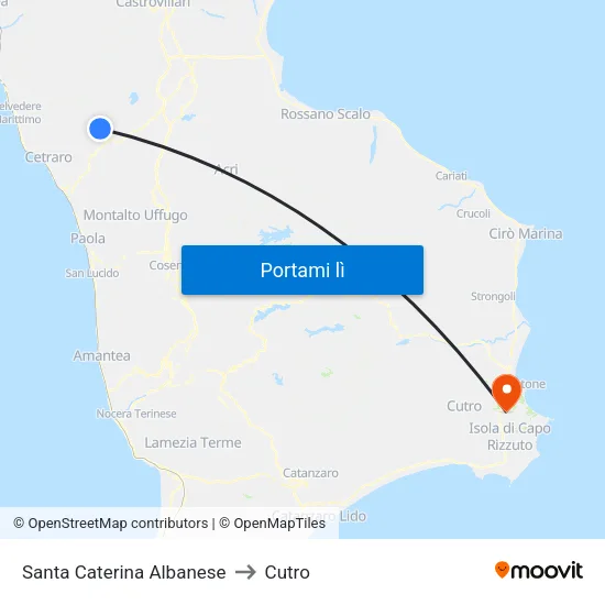 Santa Caterina Albanese to Cutro map