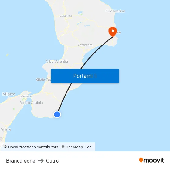 Brancaleone to Cutro map