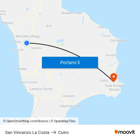 San Vincenzo La Costa to Cutro map
