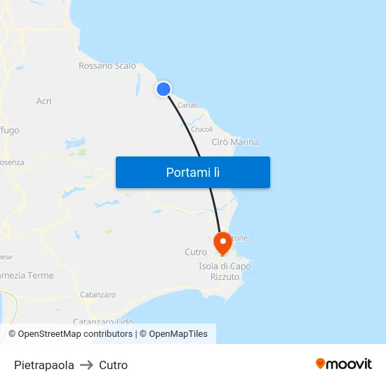 Pietrapaola to Cutro map