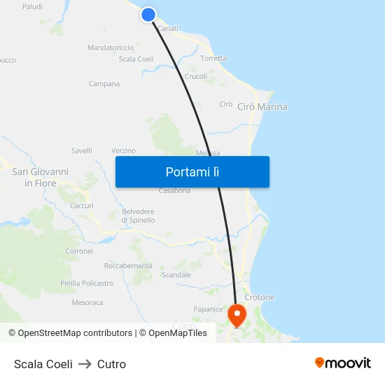 Scala Coeli to Cutro map