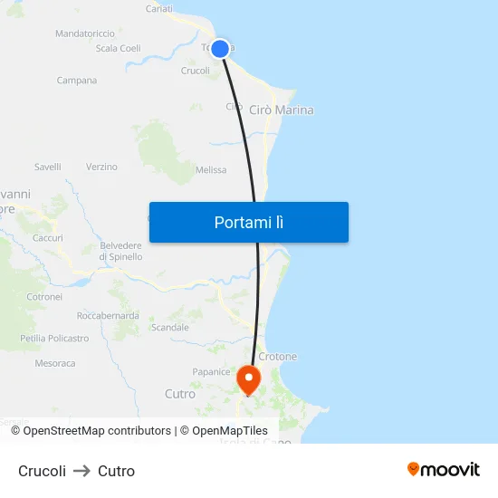 Crucoli to Cutro map