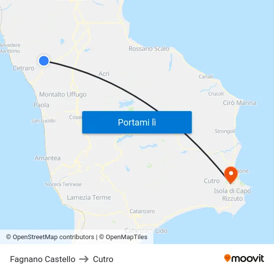 Fagnano Castello to Cutro map