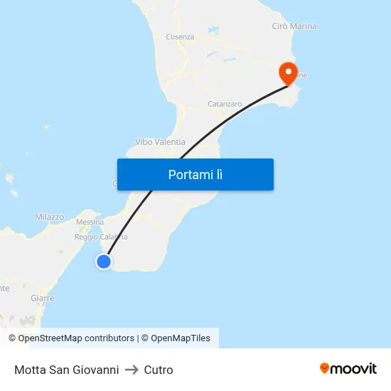 Motta San Giovanni to Cutro map