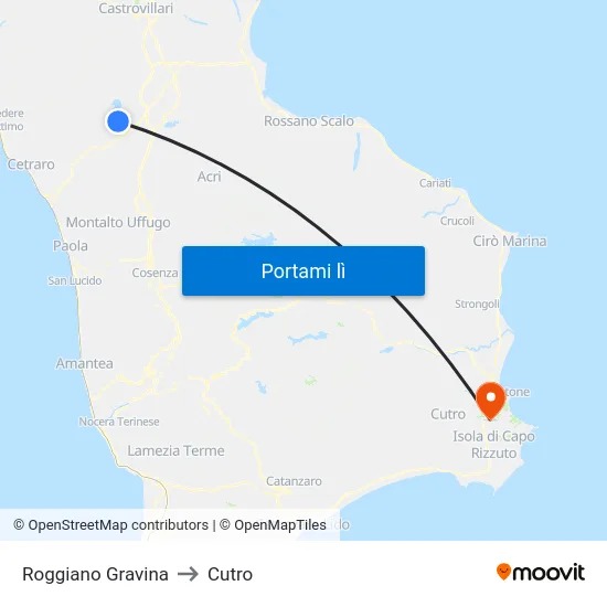 Roggiano Gravina to Cutro map