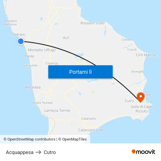 Acquappesa to Cutro map