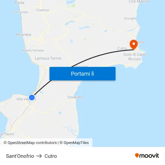 Sant'Onofrio to Cutro map