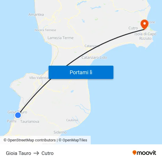 Gioia Tauro to Cutro map