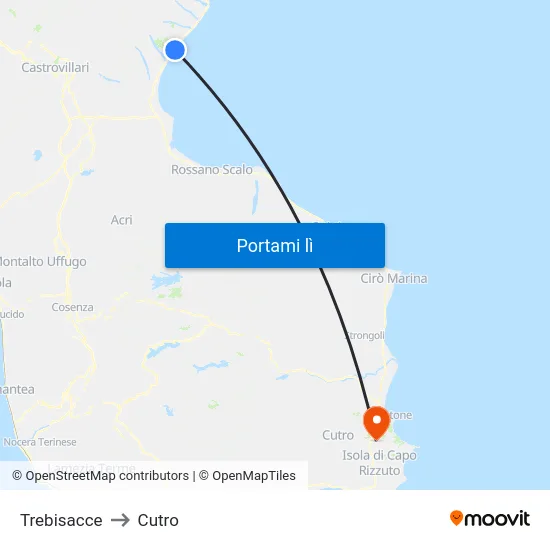 Trebisacce to Cutro map