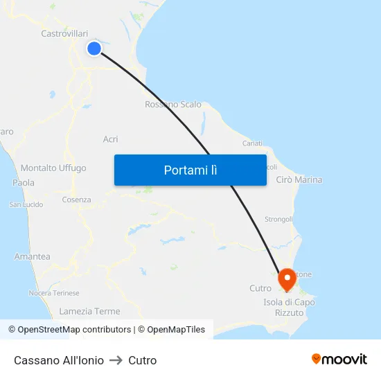 Cassano All'Ionio to Cutro map