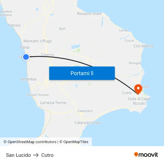 San Lucido to Cutro map