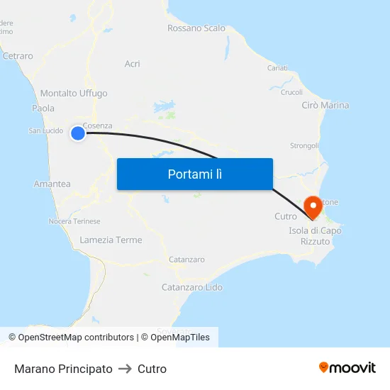 Marano Principato to Cutro map