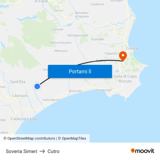Soveria Simeri to Cutro map