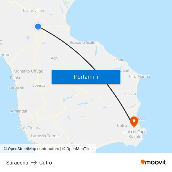 Saracena to Cutro map