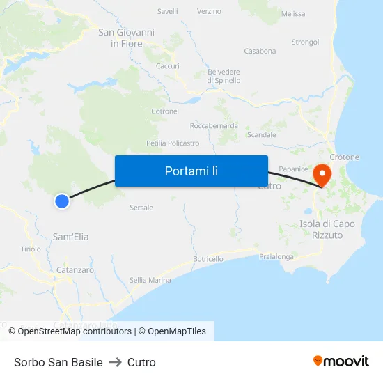 Sorbo San Basile to Cutro map