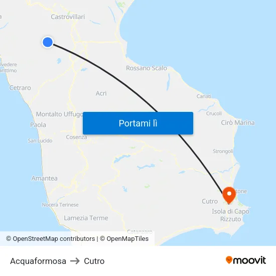 Acquaformosa to Cutro map