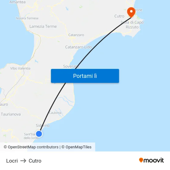 Locri to Cutro map