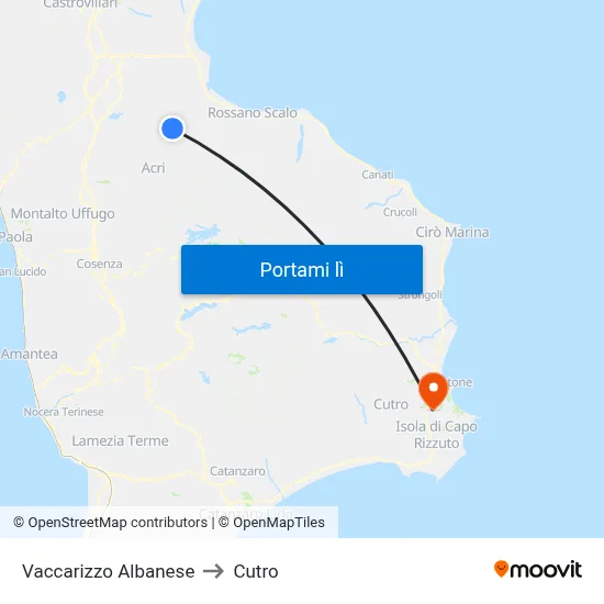 Vaccarizzo Albanese to Cutro map