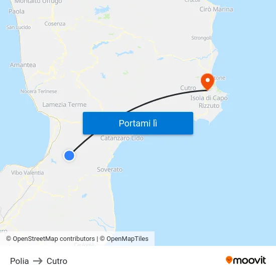 Polia to Cutro map