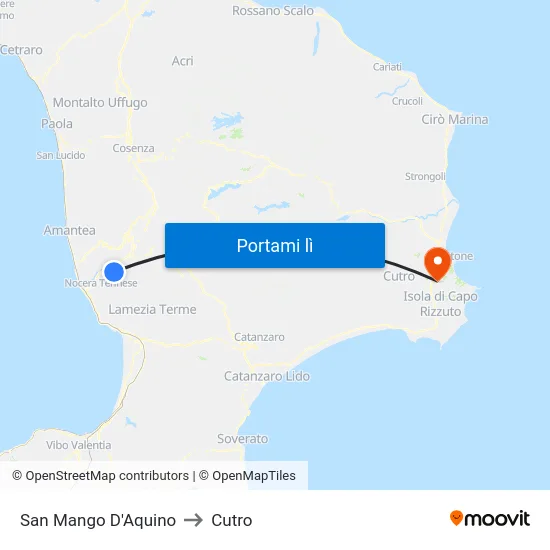 San Mango D'Aquino to Cutro map