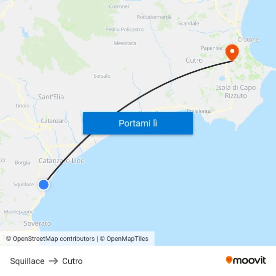 Squillace to Cutro map