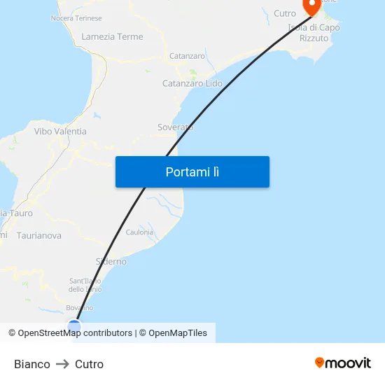 Bianco to Cutro map
