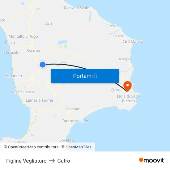 Figline Vegliaturo to Cutro map