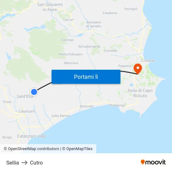 Sellia to Cutro map