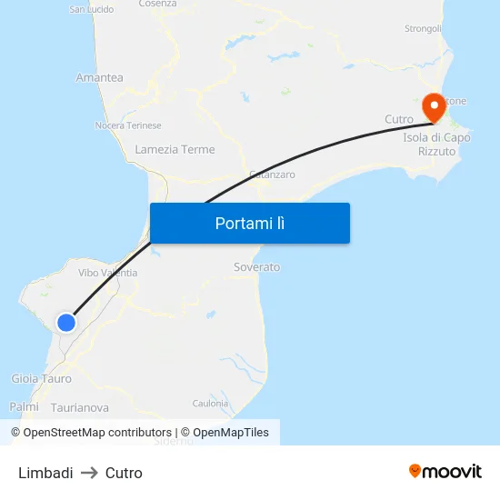 Limbadi to Cutro map