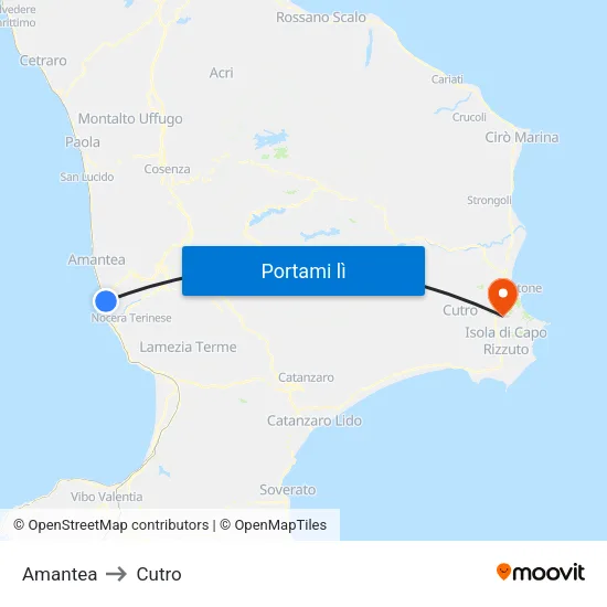Amantea to Cutro map
