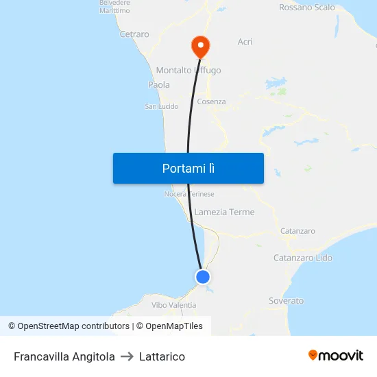 Francavilla Angitola to Lattarico map