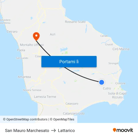 San Mauro Marchesato to Lattarico map