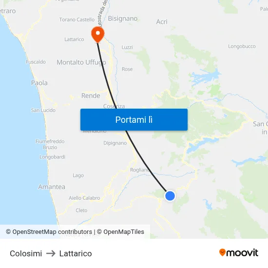 Colosimi to Lattarico map