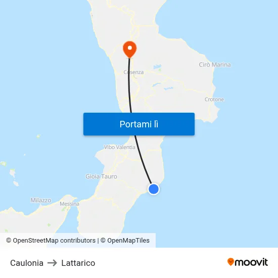 Caulonia to Lattarico map