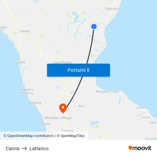Canna to Lattarico map