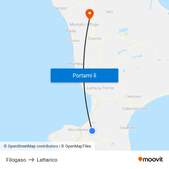 Filogaso to Lattarico map