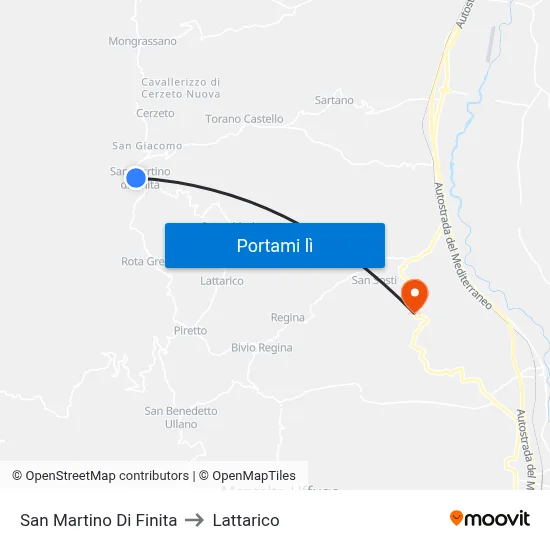 San Martino Di Finita to Lattarico map