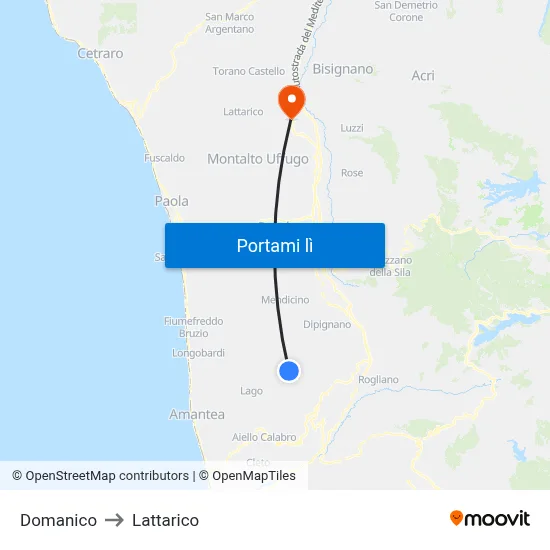 Domanico to Lattarico map