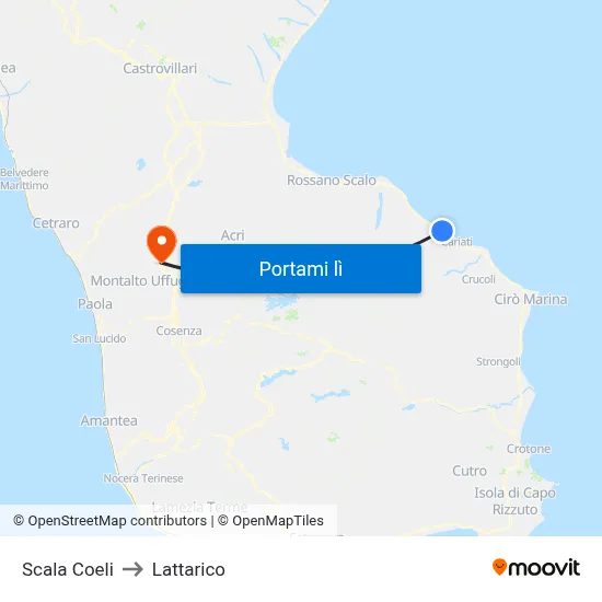 Scala Coeli to Lattarico map